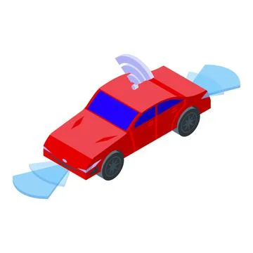 Smart car sensor icon isometric vector. Road traffic 스톡 일러스트