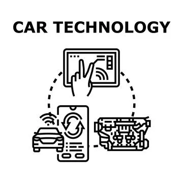 Smart car technology connecting vehicle systems and mobile control Stock Illustration