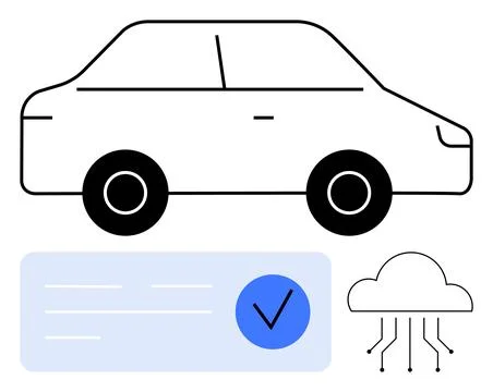 Smart Car Technology Connectivity, Security, and Efficiency for Modern Vehicles Stock Illustration