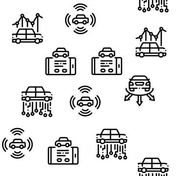 Smart Car Technology Seamless Pattern Vector 库存插图