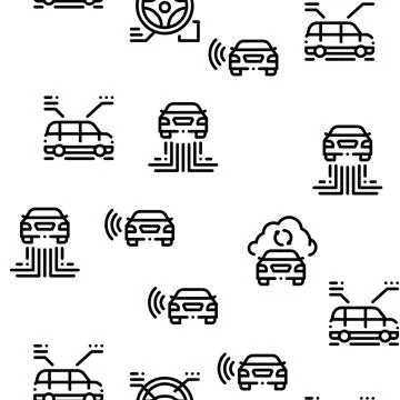 Smart Car Technology Seamless Pattern Vector 스톡 일러스트
