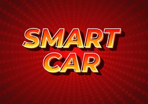 Smart car. Text effect in 3D style, gradient yellow red color. Dark red bac.. Stock Illustration