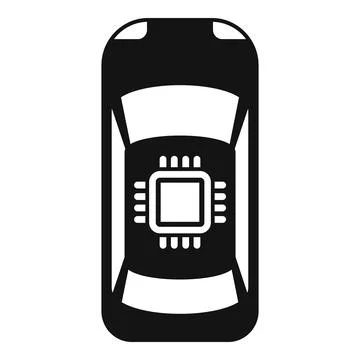 Smart car top view icon showing cpu and automobile body Ilustración de archivo