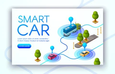 Smart car tracking technology vector illustration Stock Illustration