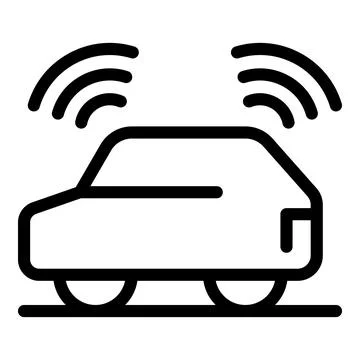 Smart car using sensor technology on the road Illustrazione stock