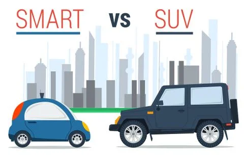 Smart car vs SUV Stock Illustration