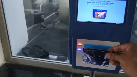 Smart Card Readers at a Metro station in India Stock Footage 83204797