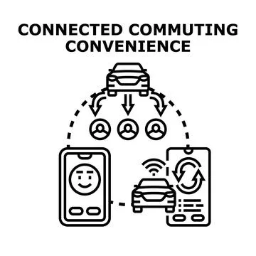 Smart carpooling service connecting riders with shared transport Stock Illustration