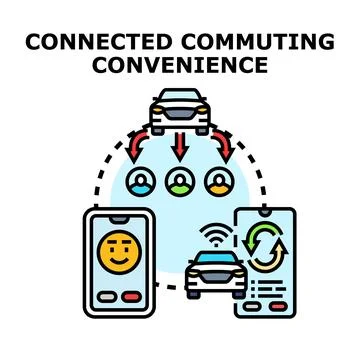 Smart carpooling service connecting riders with shared transport Stock Illustration