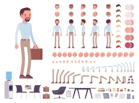 Smart casual man character creation set Stock Illustration