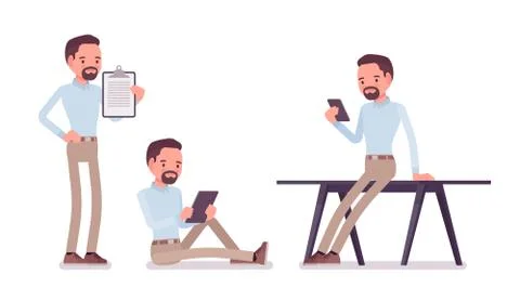 Smart casual man in different situations Stock Illustration