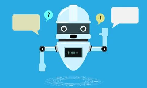Smart chatbot assistant conversation, online customer support robot. Flat style Stock Illustration