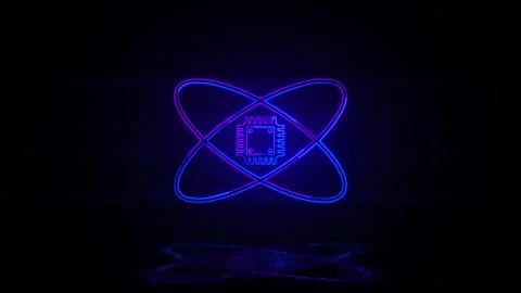 Smart cheap artificial intelligence in neon effect mp4 video Stock Illustration