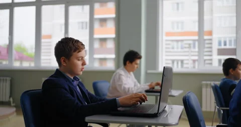 Smart Children Learning In Modern Coding Classes For Future Programmers And IT Stock Footage 280179547