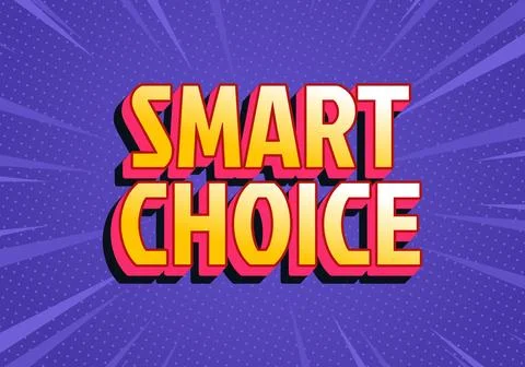 Smart choice comic text on purple background Stock Illustration