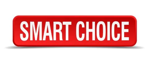 Smart choice red 3d square button isolated on white Illustrazione stock