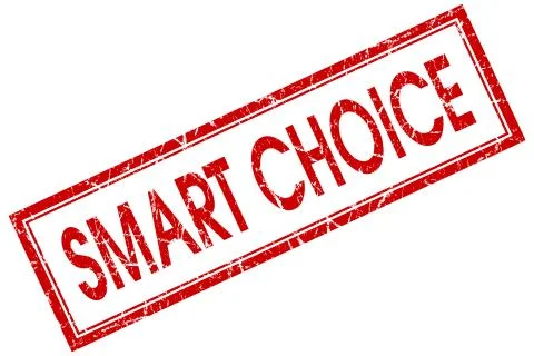 Smart choice red square stamp isolated on white background Illustrazione stock