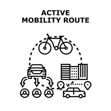 Smart city active mobility route planning concept Stock Illustration
