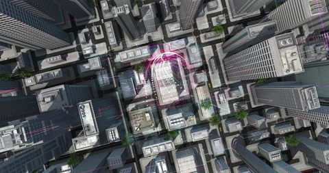 Smart City Aerial Drone Hyperlapse with Digital Network Connections. Stock Footage 325794189