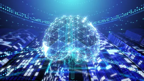 Smart City AI Network Technology CG background Night Jb6-20 Видео 151941323