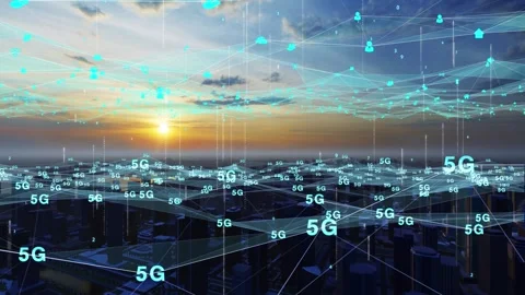 Smart city and 5g wireless network communication concept Stock Footage 228707249