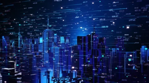 Smart city and abstract line dot connect gradient line design , big data connect Stock Footage 341905502