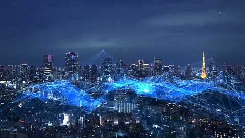 Smart city and communication network concept. Video stock 101360946