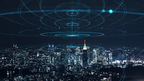 Smart city and communication network concept. Stock Footage 104553313