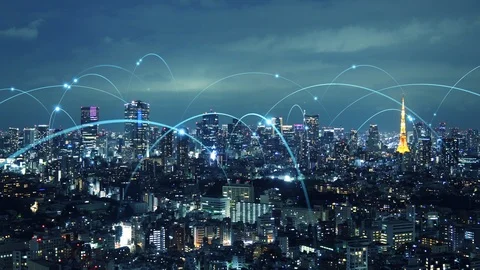 Smart city and communication network concept. Stock Footage 111347946