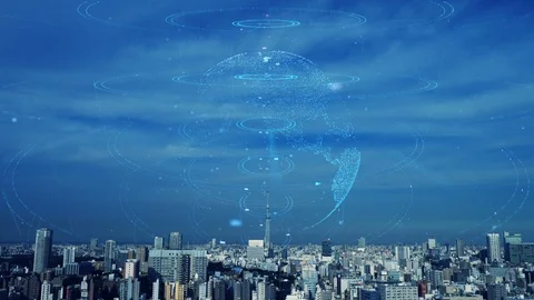 Smart city and communication network concept. 5G. LPWA (Low Power Wide Area). Wi Stock Footage 114002340
