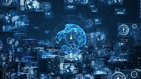 Smart city and communication network concept. 5G. LPWA (Low Power Wide Area). Wi Stock Footage 114157094