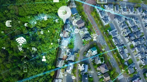 Smart city and communication network concept. Smart house. Stock Footage 117677510