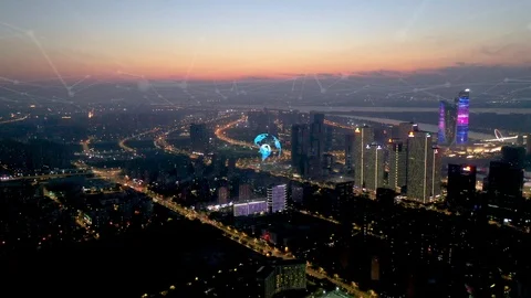Smart city and communication network concept. Stock Footage 119409690