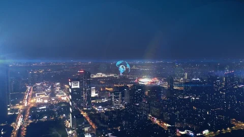 Smart city and communication network concept. Видео 119411042