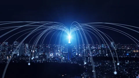 Smart city and communication network concept. 5G. LPWA (Low Power Wide Area). Stock Footage 120915510