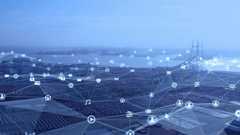 Smart city and communication network concept. 5G. LPWA (Low Power Wide Area). Wi Video stock 122058872