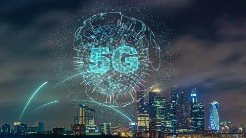 Smart city and communication network concept 5G . Wireless communication. Stock Footage 124133772