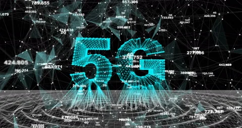 Smart city and communication network concept. Evening city time lapse with Stock Footage 124789678