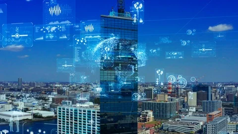 Smart city and communication network concept. 5G. Stock Footage 126630288
