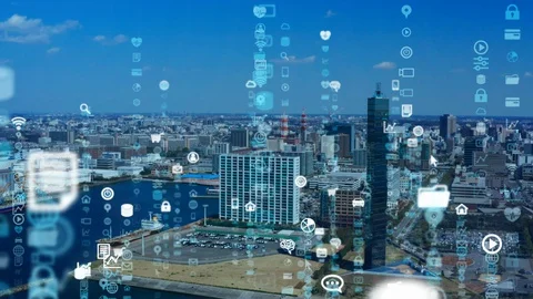 Smart city and communication network concept. 5G. Stock Footage 127690017