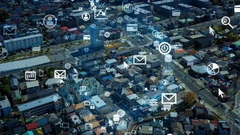 Smart city and communication network concept. 5G. Stock Footage 128097192
