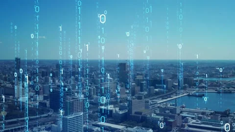 Smart city and communication network concept. Digital transformation. Stock Footage 130858747