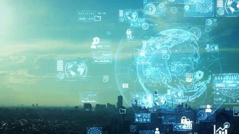 Smart city and communication network concept. 5G. IoT (Internet of Things). Stock Footage 130931508