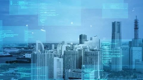 Smart city and communication network concept. 5G. IoT (Internet of Things). Stock Footage 132418108