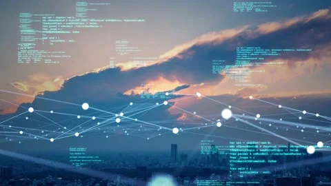 Smart city and communication network concept. 5G. IoT (Internet of Things). Stock Footage 133552366