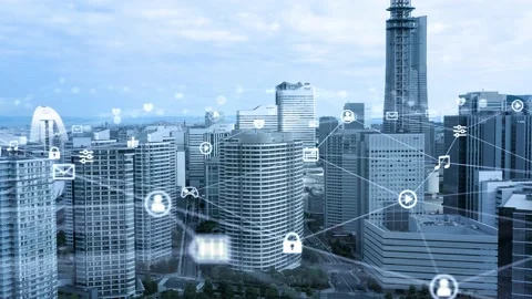 Smart city and communication network concept. Digital transformation. Stock Footage 134430814