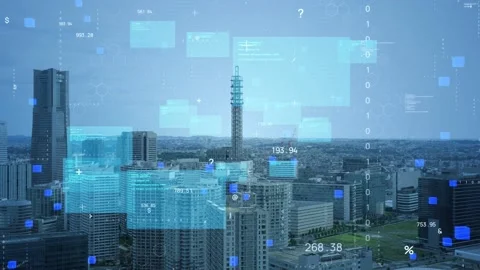 Smart city and communication network concept. Digital transformation. Video stock 134430910