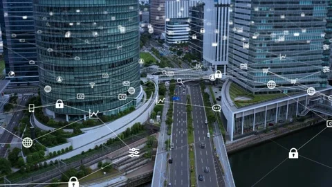 Smart city and communication network concept. 5G. LPWA (Low Power Wide Area). Wi Stock Footage 135194761