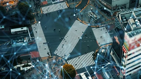 Smart city and communication network concept. 5G. Wireless communication. Stock Footage 139503672