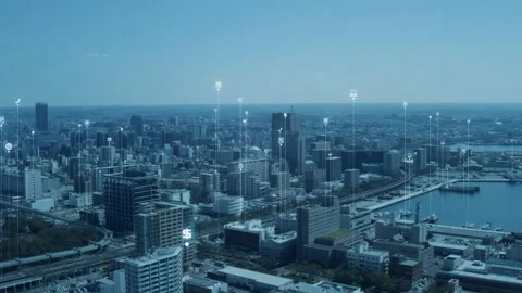 Smart city and communication network concept. Digital transformation. IoT (Inter Stock Footage 144652650